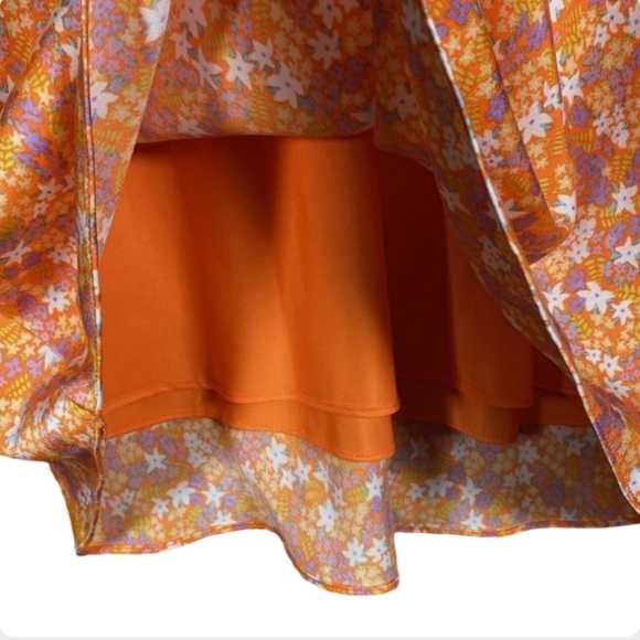 NEW Steve Madden Mindy Midi Skirt Orange Blossom Floral Print Size Small NWT - Picture 7 of 10